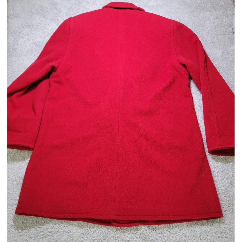 Vintage LL‎ Bean Wool Coat Womens 14 Red Long Coat Double Breast Classic Jacket - Picture 6 of 9